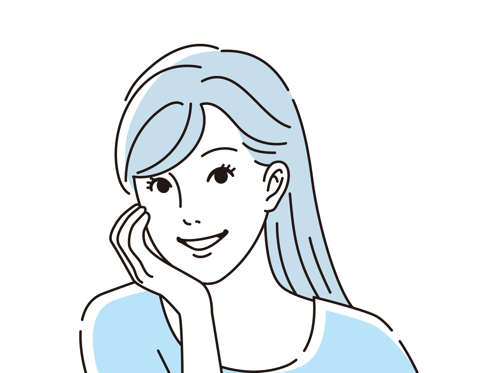歯の綺麗な笑顔の女性のイラスト